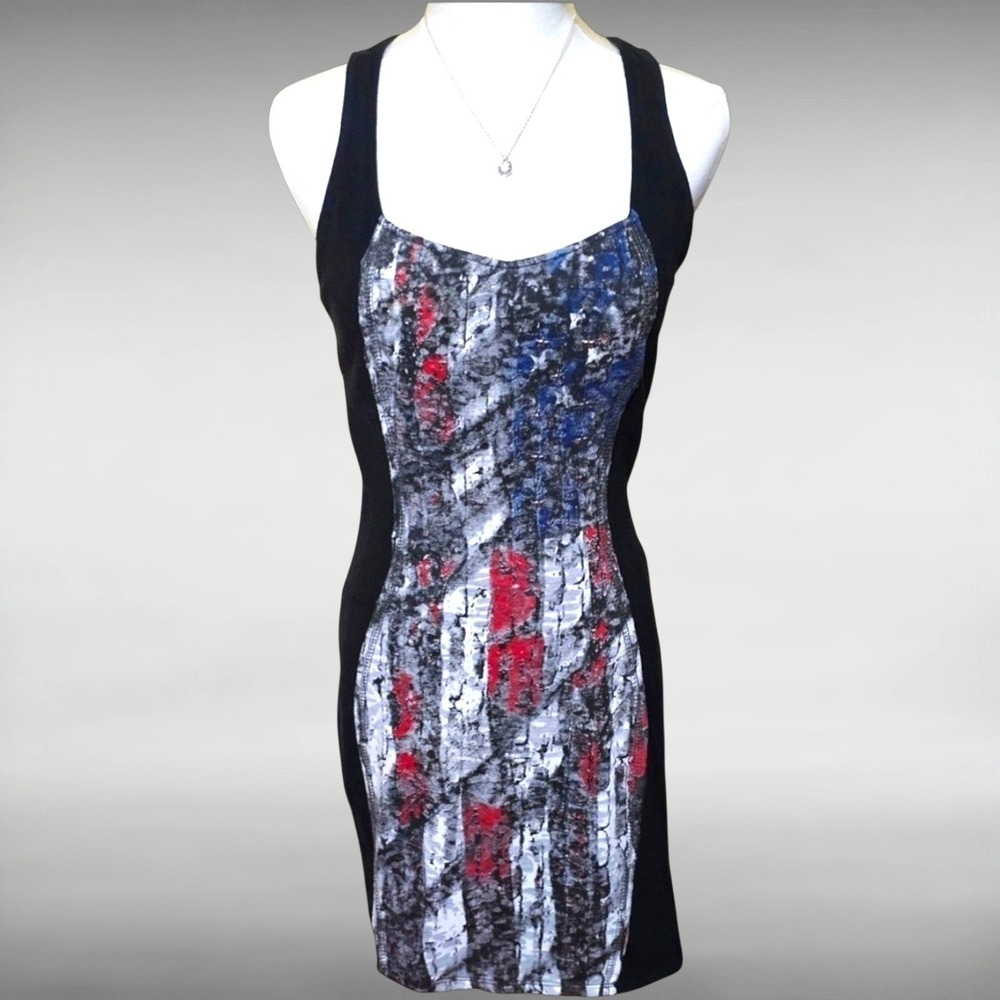 Metal Mulisha Distressed Bodycon American Flag Racerback Mini Dress Womens M - Picture 2 of 8